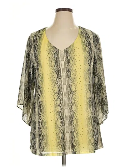 Pre-owned Alfani 3/4 Sleeve Blouse In Yellow