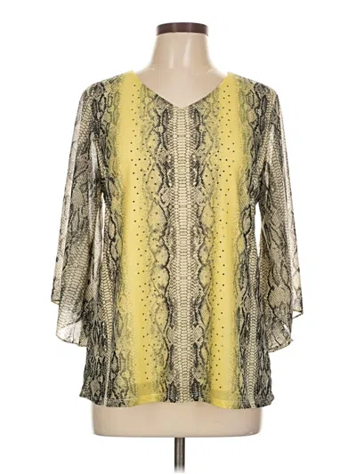 Pre-owned Alfani 3/4 Sleeve Blouse In Yellow