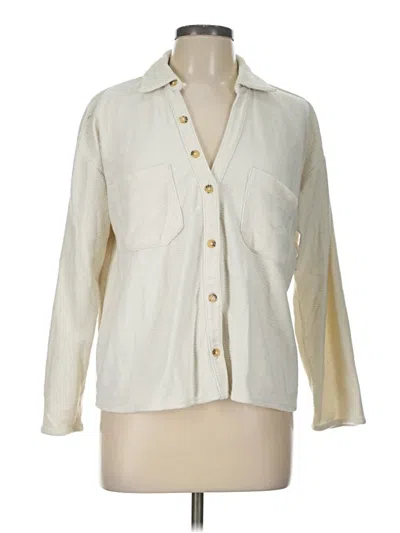 Pre-owned Alfani 3/4 Sleeve Button Down Shirt In Ivory