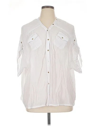 Pre-owned Alfani 3/4 Sleeve Button Down Shirt In White