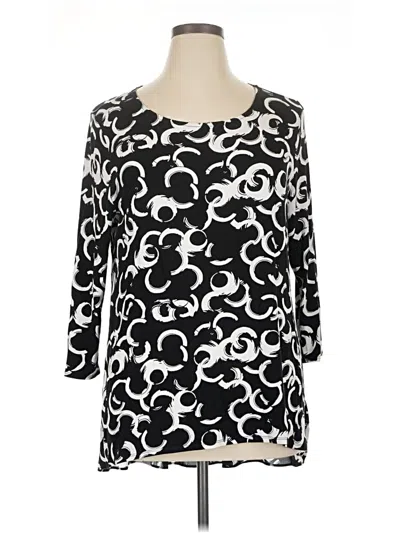 Pre-owned Alfani 3/4 Sleeve Top Black Boatneck Tops