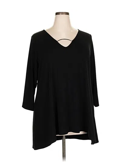 Pre-owned Alfani 3/4 Sleeve Top Black Keyhole Neckline Tops