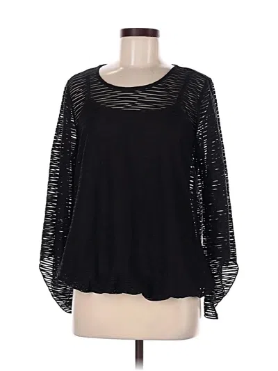 Pre-owned Alfani 3/4 Sleeve Top Black Keyhole Neckline Tops