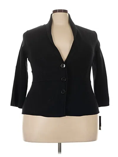 Pre-owned Alfani 3/4 Sleeve Top Black Plunge Neckline Tops