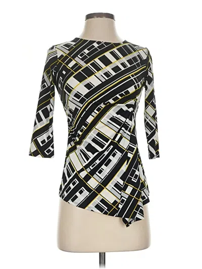 Pre-owned Alfani 3/4 Sleeve Top Black Square Neckline Tops