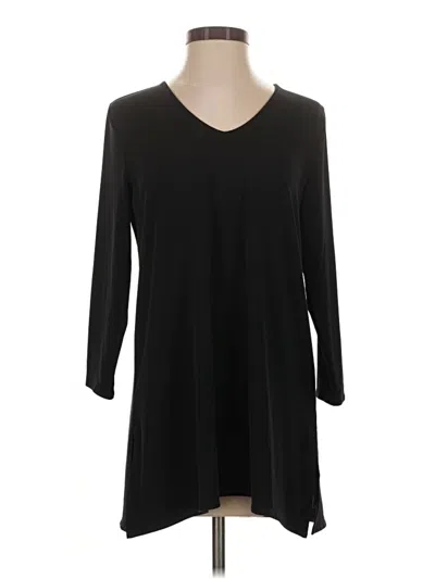 Alfani 3/4 Sleeve Top Black V-neck Tops