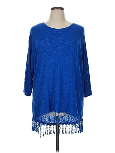 Pre-owned Alfani 3/4 Sleeve Top Blue Boatneck Tops