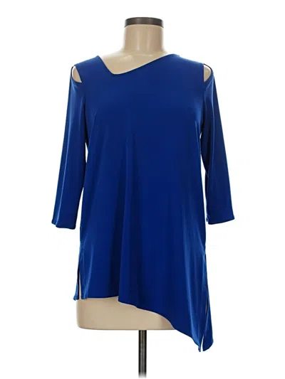 Pre-owned Alfani 3/4 Sleeve Top Blue Cold Shoulder Neckline Tops