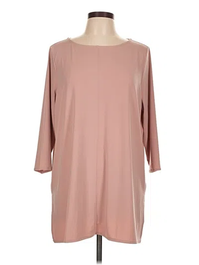 Pre-owned Alfani 3/4 Sleeve Top Brown Boatneck Tops