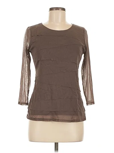 Pre-owned Alfani 3/4 Sleeve Top Brown Crew Neck Tops
