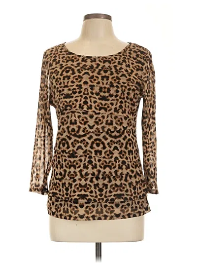 Pre-owned Alfani 3/4 Sleeve Top Brown Square Neckline Tops