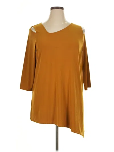 Pre-owned Alfani 3/4 Sleeve Top Gold Cold Shoulder Neckline Tops