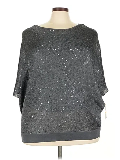 Alfani 3/4 Sleeve Top Gray Boatneck Tops