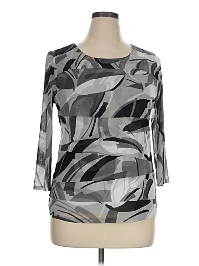Pre-owned Alfani 3/4 Sleeve Top Gray Boatneck Tops