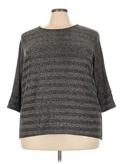 Pre-owned Alfani 3/4 Sleeve Top Gray Boatneck Tops