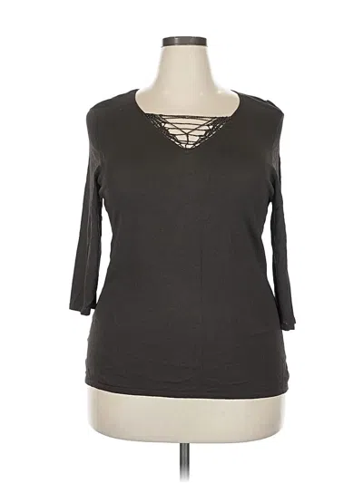 Pre-owned Alfani 3/4 Sleeve Top Gray Keyhole Neckline Tops