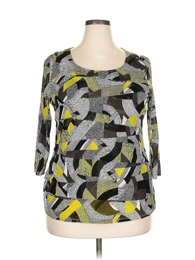 Pre-owned Alfani 3/4 Sleeve Top Gray Square Neckline Tops