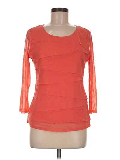 Pre-owned Alfani 3/4 Sleeve Top Orange Scoop Neck Tops