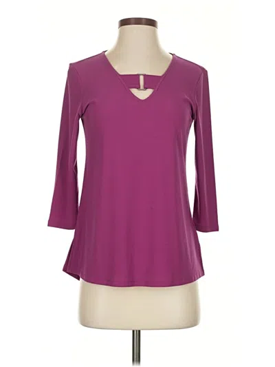 Pre-owned Alfani 3/4 Sleeve Top Purple Keyhole Neckline Tops
