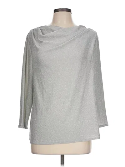 Pre-owned Alfani 3/4 Sleeve Top Silver Cowl Neck Tops
