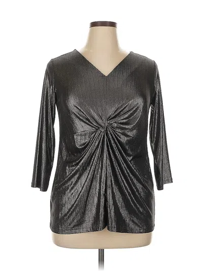 Pre-owned Alfani 3/4 Sleeve Top Silver V Neck Tops