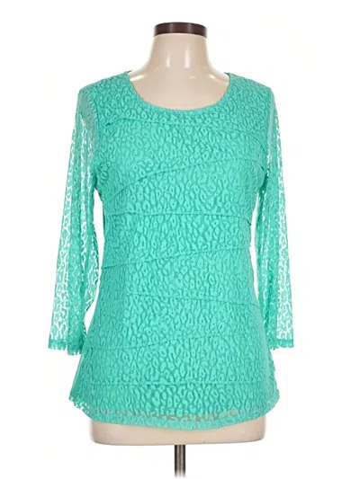 Pre-owned Alfani 3/4 Sleeve Top Teal Boatneck Tops