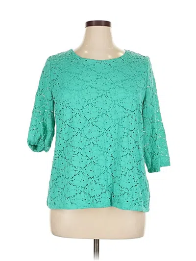 Pre-owned Alfani 3/4 Sleeve Top Teal Boatneck Tops In Blue