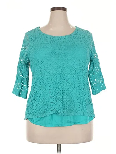 Pre-owned Alfani 3/4 Sleeve Top Teal Scoop Neck Tops