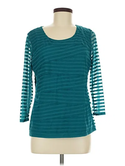 Pre-owned Alfani 3/4 Sleeve Top Teal Scoop Neck Tops