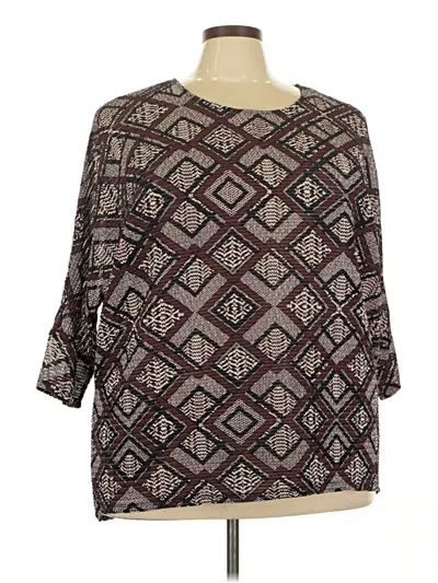 Pre-owned Alfani 3/4 Sleeve T-shirt In Brown