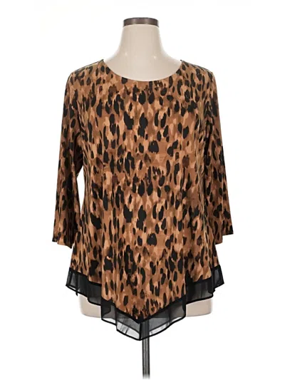 Pre-owned Alfani 3/4 Sleeve T-shirt In Brown