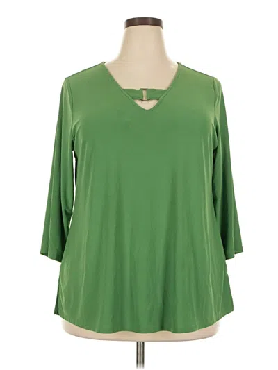 Pre-owned Alfani 3/4 Sleeve T-shirt In Green
