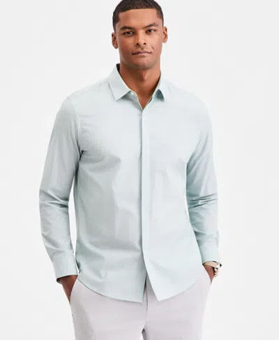 Alfani Aflani Men's Luke Cotton Long-sleeve Button Shirt, Macy's Exclusive In Blue