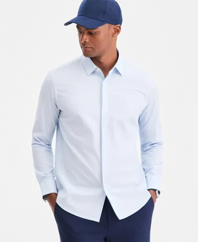 Alfani Aflani Men's Luke Cotton Long-sleeve Button Shirt, Macy's Exclusive In Blue