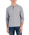 Alfani Alfatech T-shirt Men's Gray Stretch Henley Neck Long Sleeve Fts312 In Gray