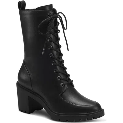 Alfani Blaire Womens Faux Leather Booties In Black