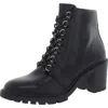 Alfani Buffey Womens Faux Leather Ankle Combat & Lace-up Boots In Black