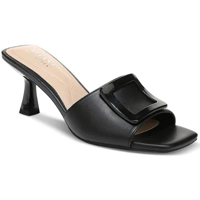 Alfani Capreece Womens Faux Leather Slide Heels In Black