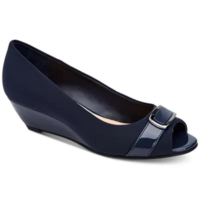 Alfani Carterrf Womens Solid Manmade Wedge Heels In Blue