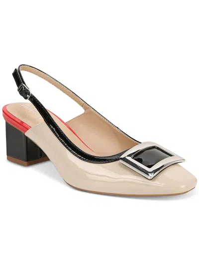 Alfani Cienna Womens Faux Leather Patent Trim Slingback Heels In Multi ...