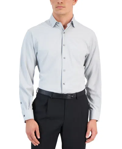 Alfani Dress Shirt Men Gray Regular Fit Travel Ready Wrinkle Resistant Fts159