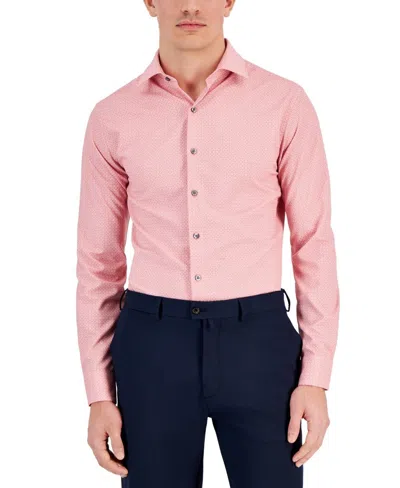 Alfani Dress Shirts Menspink Medallion Stretch Long Sleeve Fts129 In Pink