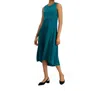 Alfani Fitted Flare Asymmetrical Dress In Emerald Safari In Blue
