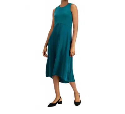 Alfani Fitted Flare Asymmetrical Dress In Emerald Safari In Green