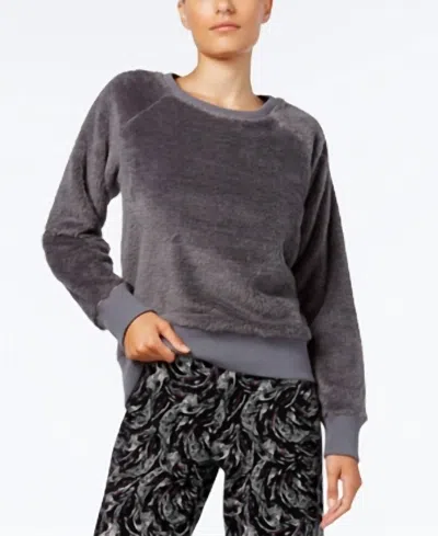 Alfani Fuzzy Pajama Top In Urban Gray In Multi