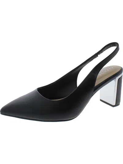 Alfani Janeep Womens Padded Insole Faux Leather Ankle Strap In Black