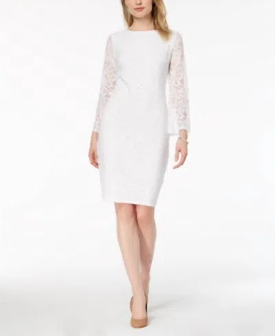 Alfani Lace Bell Sleeve Sheath Dress In Bright White