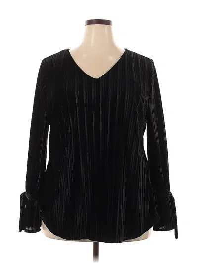 Pre-owned Alfani Long Sleeve Blouse In Black
