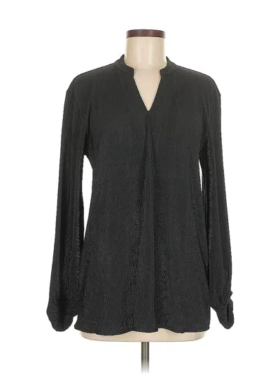 Pre-owned Alfani Long Sleeve Blouse In Black