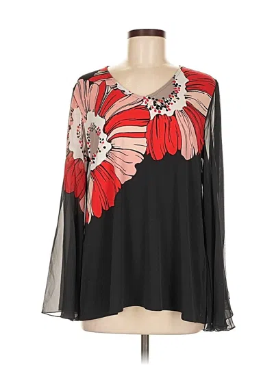 Pre-owned Alfani Long Sleeve Blouse In Black